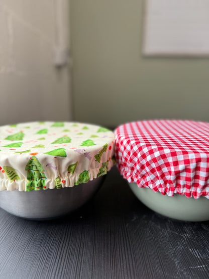 Woodland Christmas & Red Gingham Bowl Cover