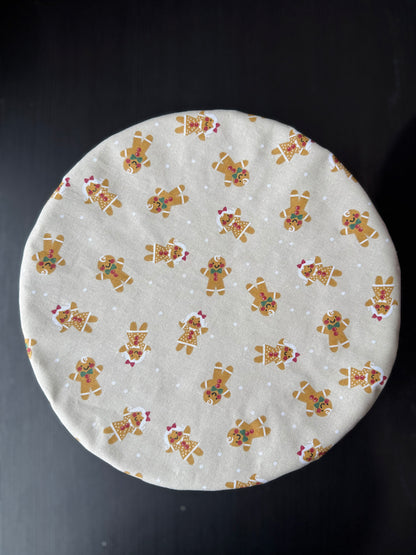 Gingerbread Men & Red Gingham Reversible Bowl Cover