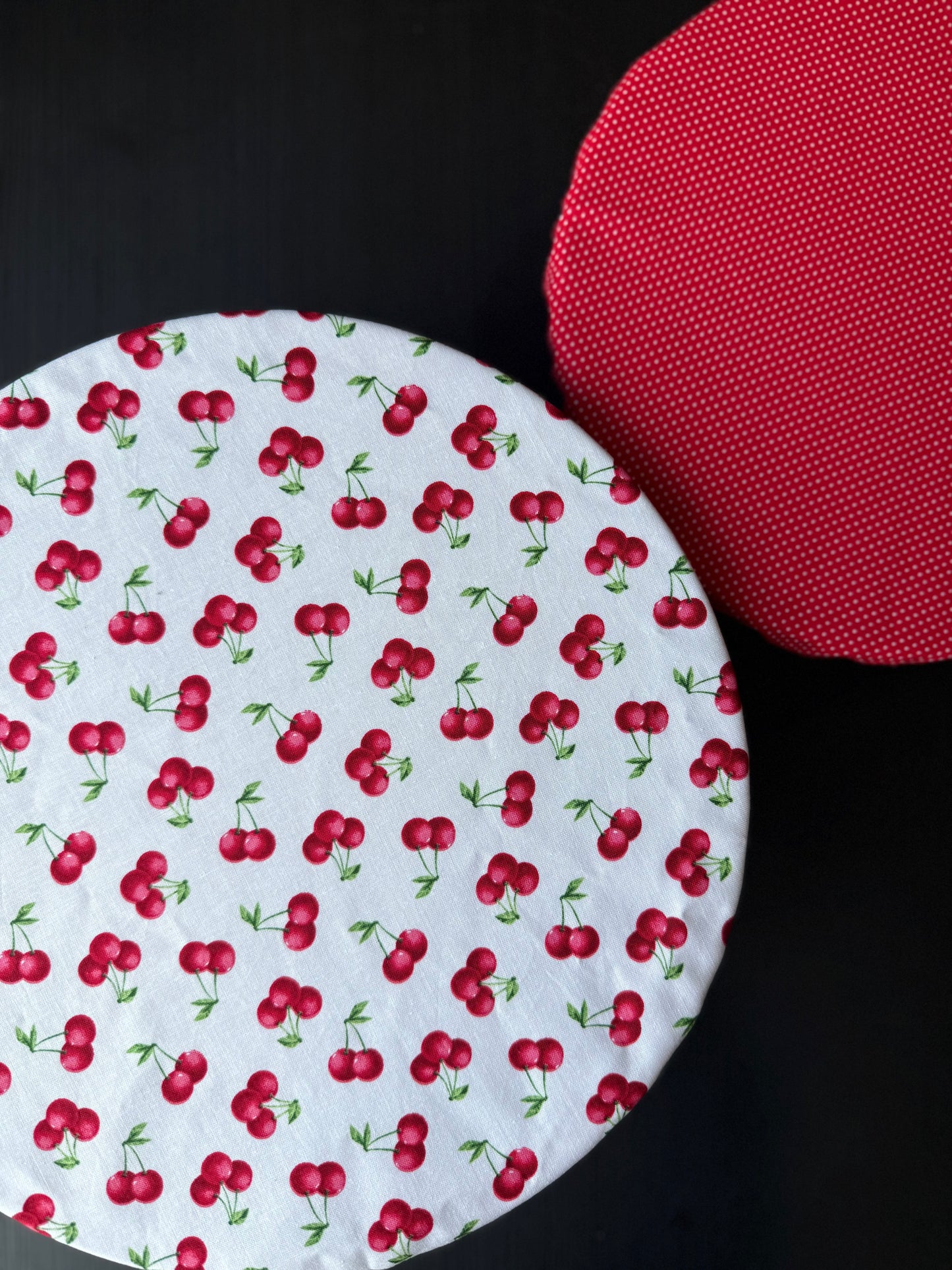 Cherry & Polka Dot Reversible Bowl Cover