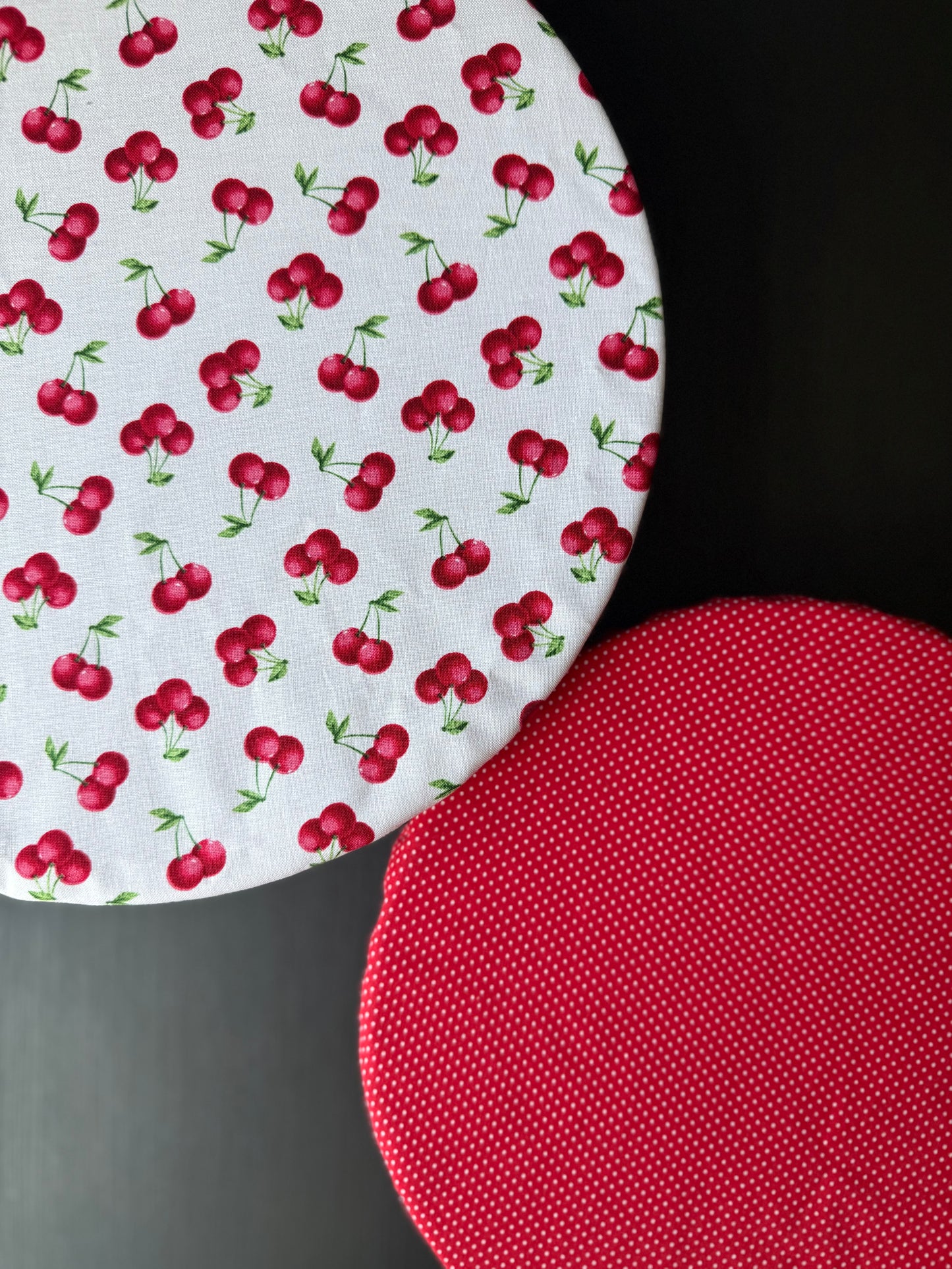 Cherry & Polka Dot Reversible Bowl Cover