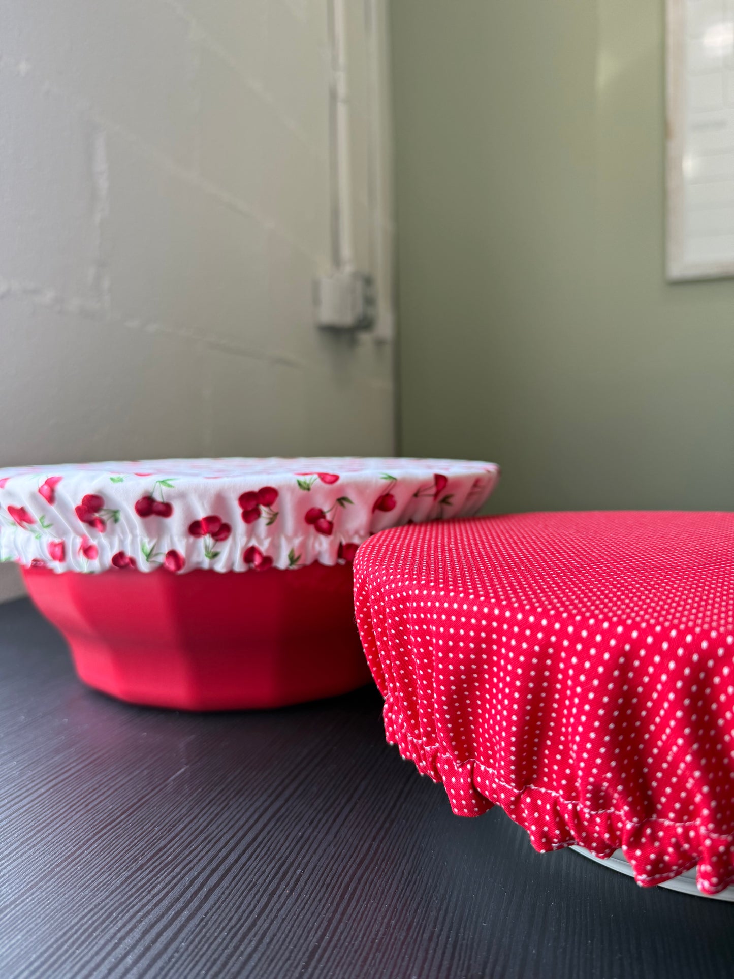 Cherry & Polka Dot Reversible Bowl Cover