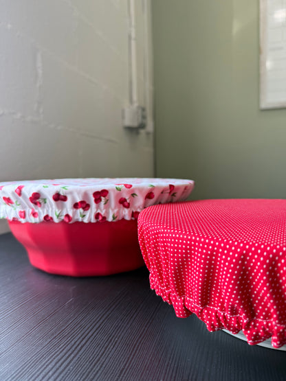 Cherry & Polka Dot Reversible Bowl Cover