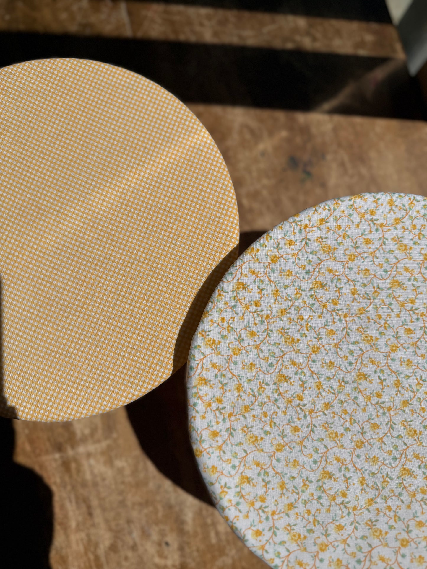 Yellow Floral & Gingham Reversible Bowl Cover