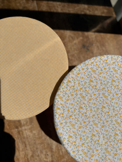 Yellow Floral & Gingham Reversible Bowl Cover