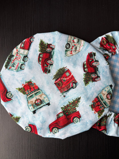 Classic Christmas Trucks & Gingham Reversible Bowl Cover
