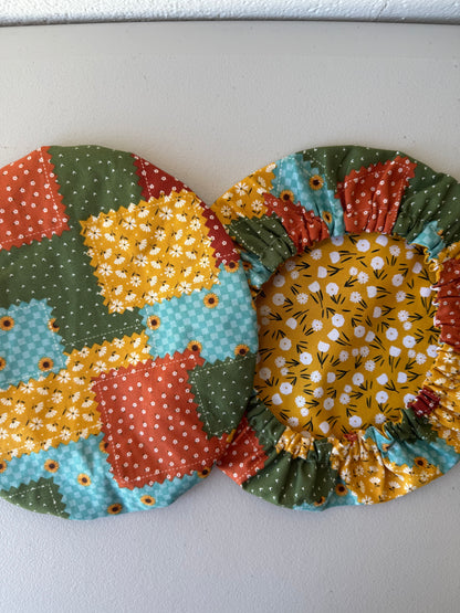 Reversible Cotton Bowl Cover – Autumn Patchwork