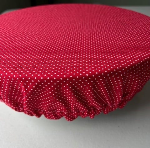Reversible Cotton Bowl Cover – Sewing Print & Red Polka Dot