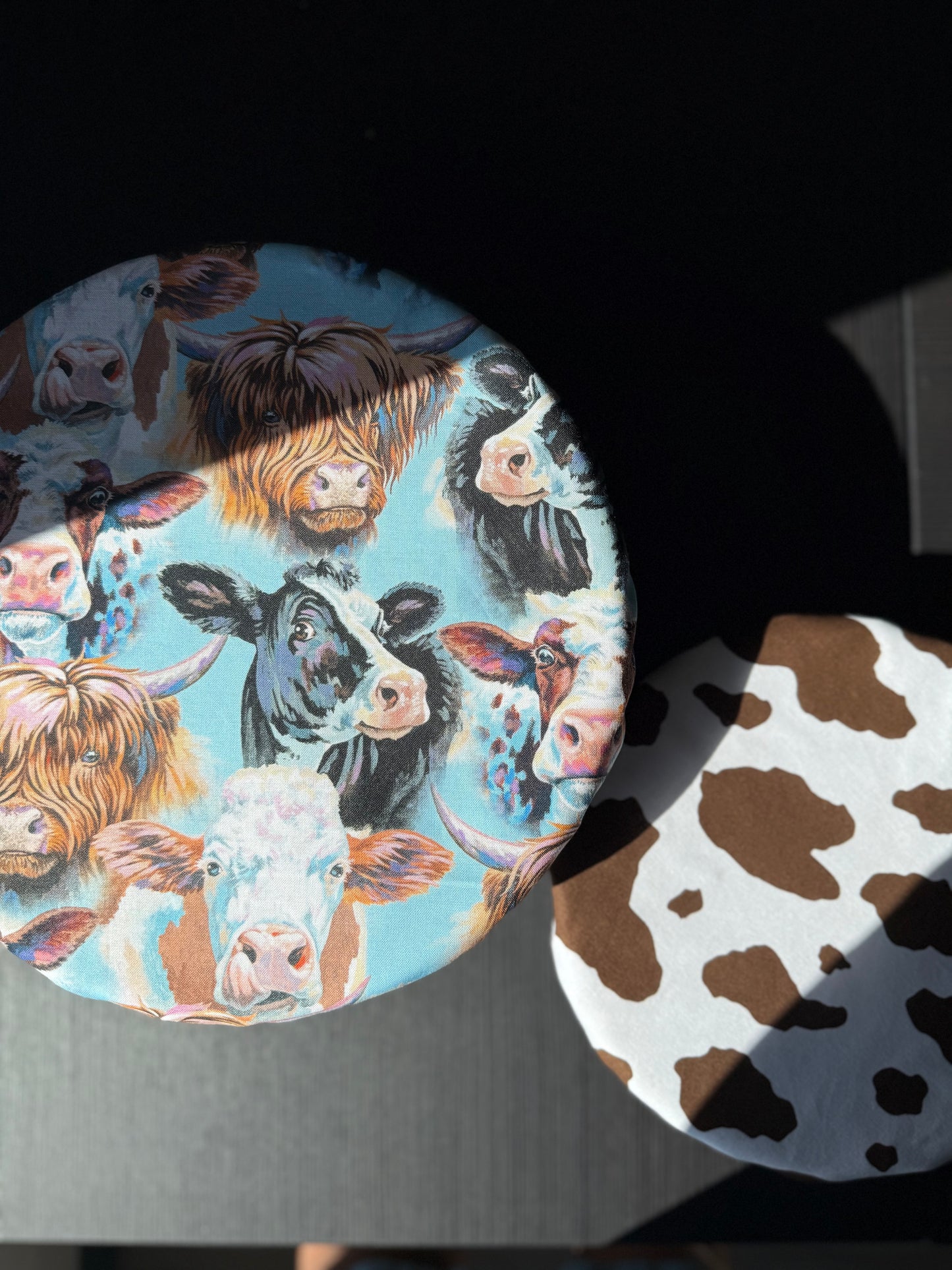 Reversible Cotton Bowl Cover - Cow Print