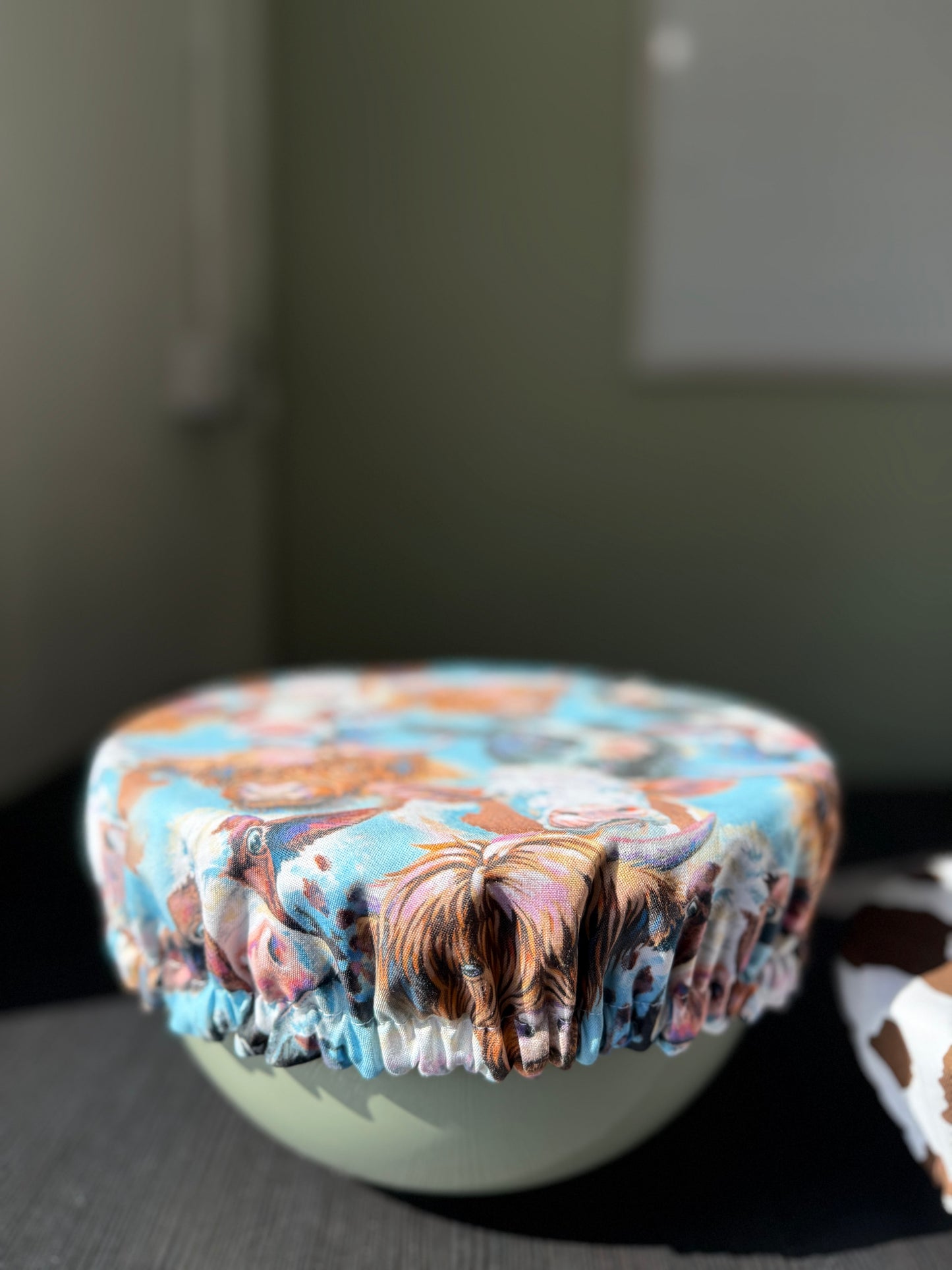 Reversible Cotton Bowl Cover - Cow Print