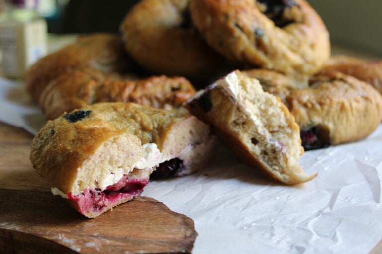 Sourdough Discard Blueberry Bagels