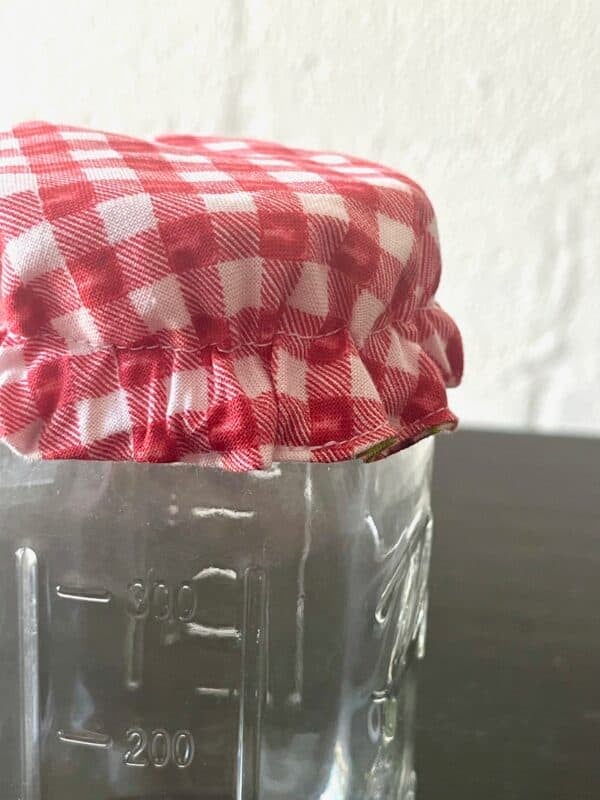 Reversible Cotton Jar Cover – Roses & Red Gingham Picnic Print Breathable, beautiful, and made for your sourdough starter. Whether your starter is bubbling on the counter or you're storing dry goods, this breathable fabric helps protect while allowing airflow. With sweet cottage roses on one side and classic red gingham on the other, your kitchen just got a little more fun (and a lot more functional). Why You'll Love It: Fits Most Mason Jars: Designed to fit both wide-mouth and regular-mouth jars with a secure, flexible elastic edge. Breathable & Starter-Safe: Lets your sourdough starter breathe while keeping dust and debris out—essential for strong, active fermentation. Two-in-One Design: Flip between two prints to match your kitchen vibe or the season. Reusable & Sustainable: Washable, plastic-free, and handmade with care from 100% cotton. Perfect for sourdough starters, dry goods, pantry jars, and more. Pair it with our matching reversible bowl cover for the ultimate kitchen set!