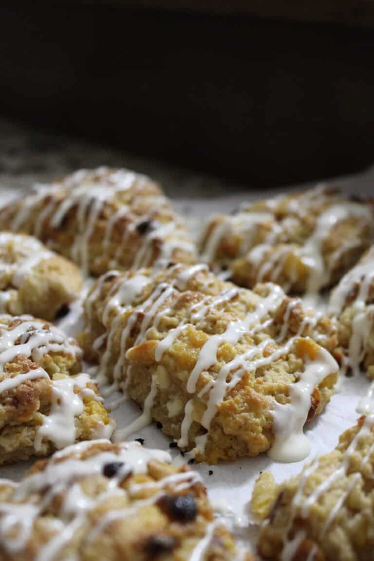 White Chocolate + Peach Scones